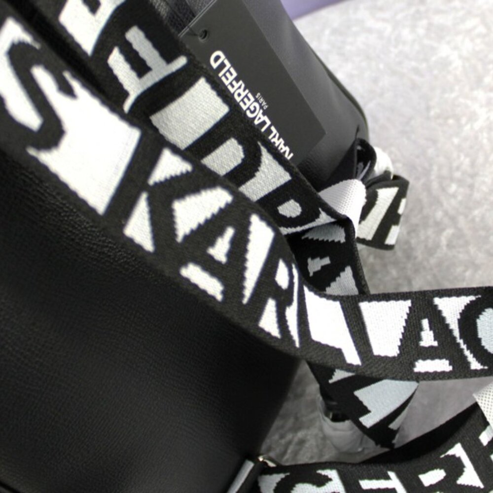 Karl Lagerfeld Paris Khloe Black Backpack Logo Straps Eiffel Tower Pins New With - Picture 8 of 11